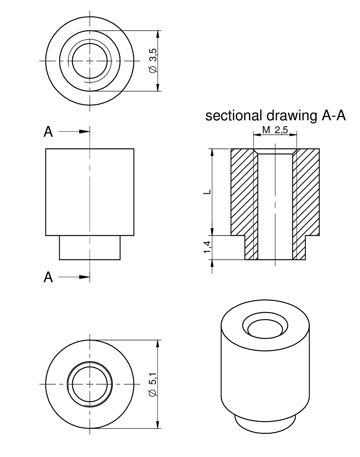WA SMSI SMT Steel Spacer With Internal Thread M2 5 Electromechanical wa-smsi-smt-steel-spacer-with-internal-thread-m2-5-electromechanical